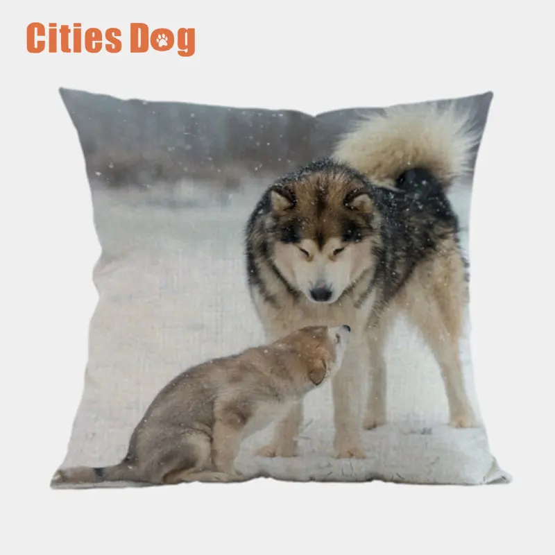 Декоративная подушка Alaskan Malamute подушки животные Собаки cojines decoracion para el hogar льняная 45x45 см подушка для автомобиля - Цвет: P