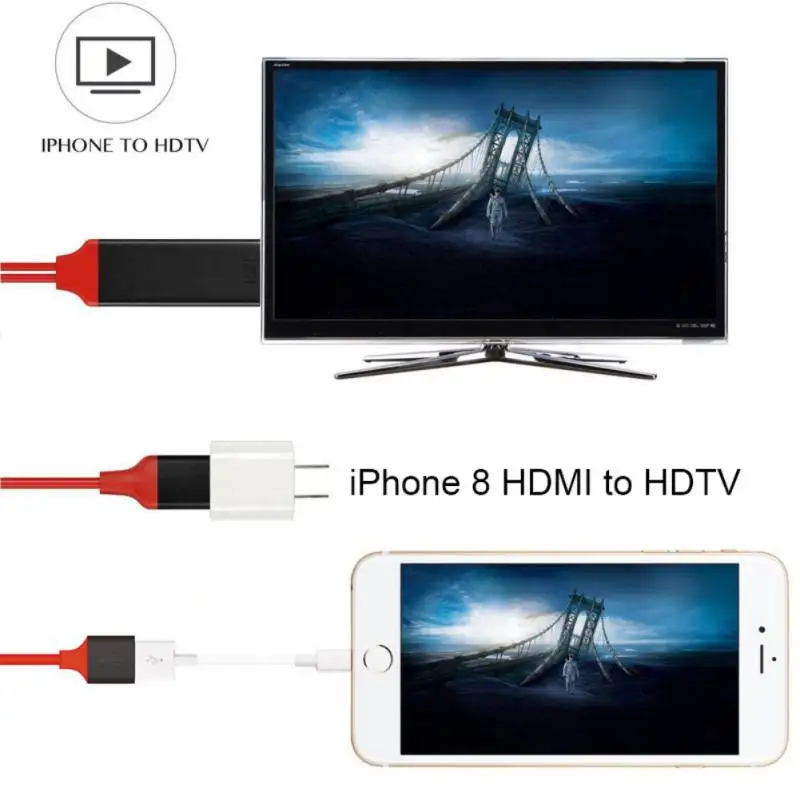 Адаптер для iPhone 8X7 6s Plus iPad TV Xiaomi Android телефоны с HDMI адаптер Full HD 1080P USB кабель