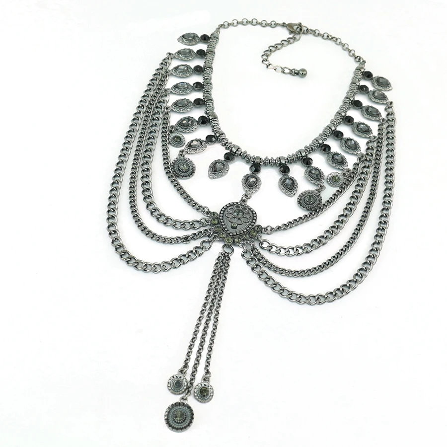 Vintage tassel shape large Crystal glass drops Necklaces &amp Pendants Bohemia style ancient ways maxi necklace jewelry statement |