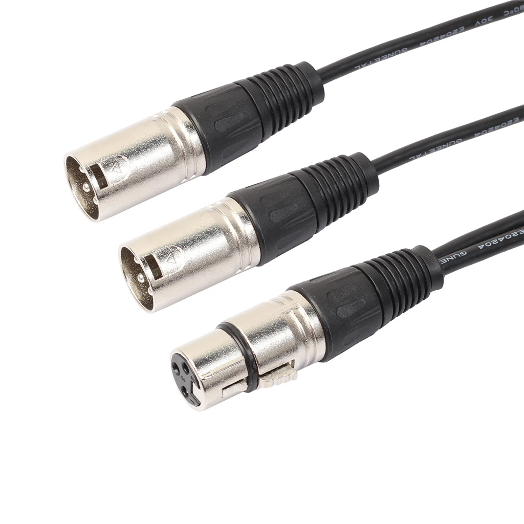 Черный Y сплиттер 3Pin XLR гнездовой разъем к двойному штекеру микрофонный кабель