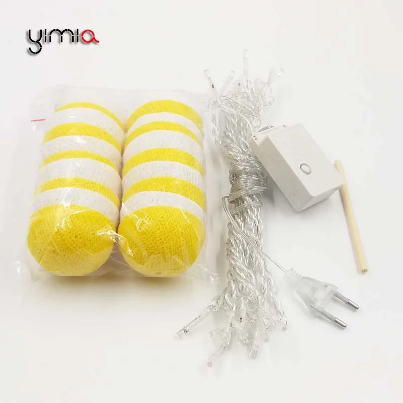 YIMIA 20, Таиланд, хлопковый шар, светодиодный, гирлянда, сказочные Рождественские огни, декоративные гирлянды, украшения для свадебной вечеринки для детей - Испускаемый цвет: AC 220V 5m 20 ball