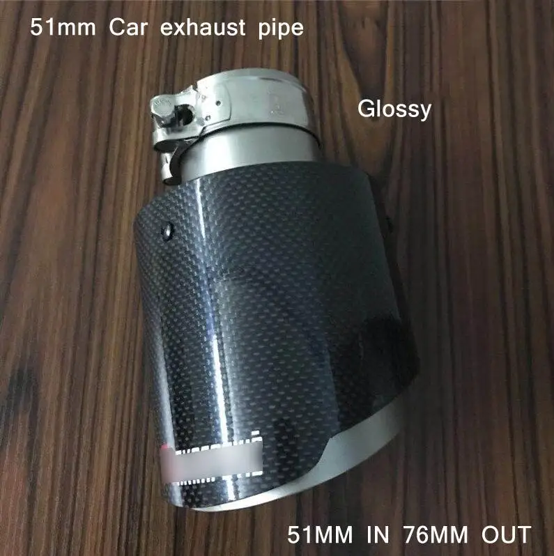 51MM IN 76MM OUT 51 мм на входе 76/89/101/114 мм выход прочный круглый глушитель Системы изменение 170 мм Реальные углеродного волокна хвост выхлопной трубы автомобиля - Цвет: 51MM IN 76MM OUT