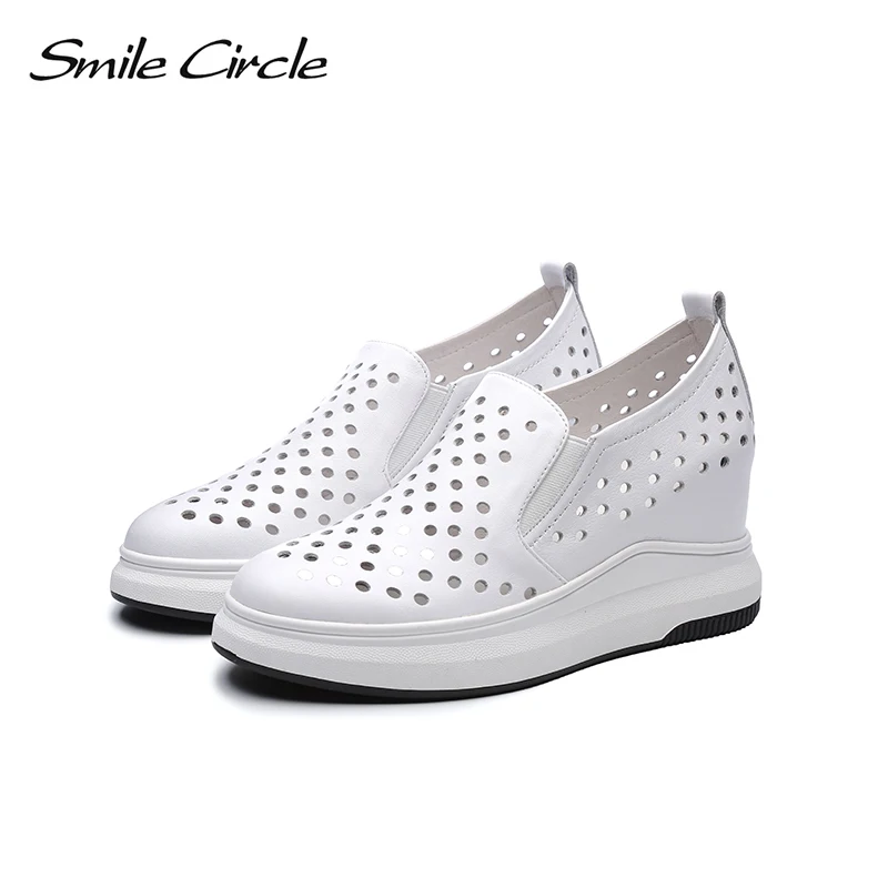 Женские кроссовки Smile Circle весенние дышащие из натуральной кожи на плоской