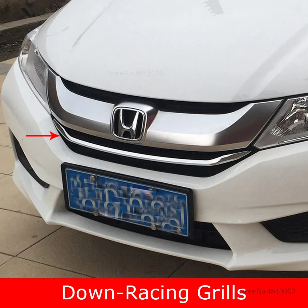 down-racing grill Для Honda City- АБС ХРОМ наружный передний Центральная решетка обшивка полоски решетка Streamer автомобиля Передняя Защитная панель бампера полоски - Цвет: down-racing grill