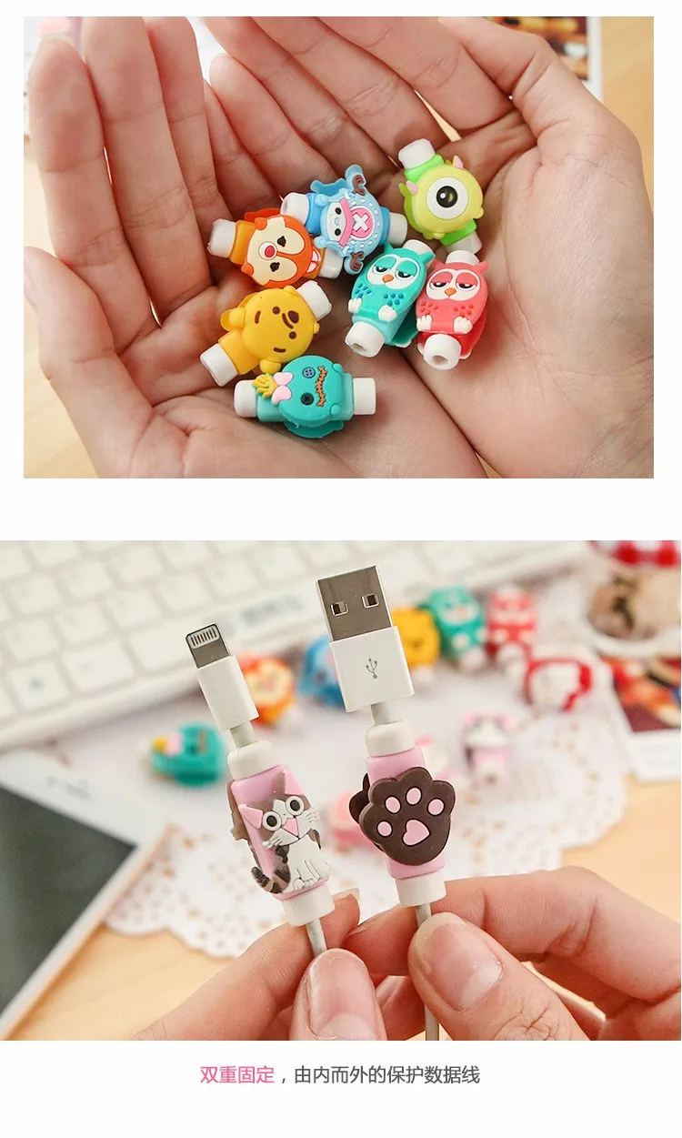 2 шт мультфильм USB кабель наушники протектор наушники линия заставка для мобильного телефона Зарядка линия защита кабеля данных