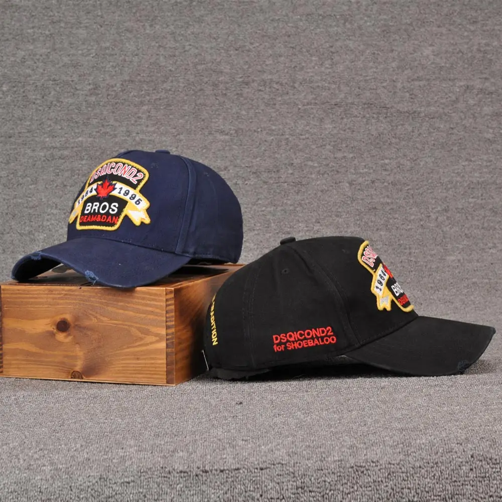DSQICOND2 хлопок бренд Snapback бейсболки для женщин и мужчин твердые черные кепки Хип Хоп Лето DSQ Кости Gorras Casquette вышивка