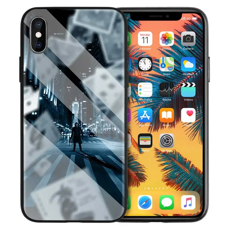 Чехол из закаленного стекла для iPhone 7 X, чехол для iPhone 8, 6, 6 S, 11, 11 Pro, XR, XS, MAX Plus, Бэтмен, Джокер, темный черный рыцарь, задняя крышка