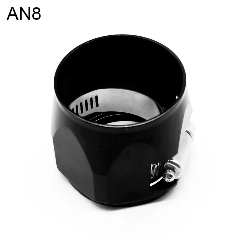 AN8 BLACK Car Accessories Oil Fuel Hose Clamp Hex Finishers Aluminum Hose End Fitting Oil Water Pipe Adapter AN4 AN6 AN8 - Цвет: AN8 BLACK