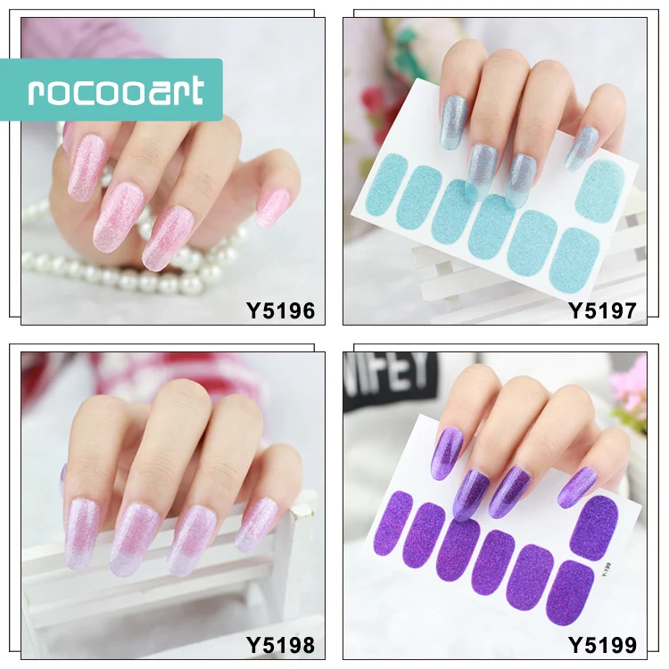 Однотонные клейкие стикеры Rocooart для дизайна ногтей 12 цветов новые модные женские