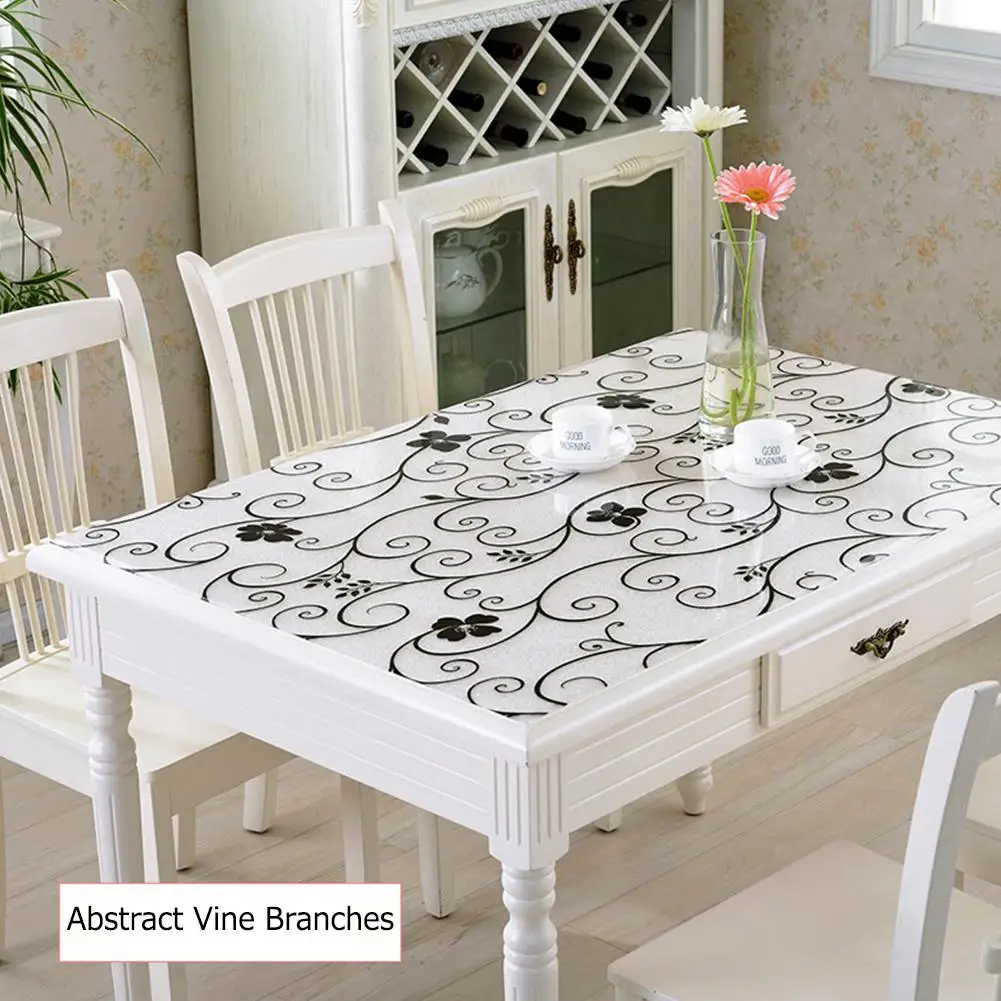 Abstract vine branch DSstyles Водонепроницаемый Мягкий стеклянный домашний стол покрытие с элегантным узором для домашнего декора - Цвет: Abstract vine branch
