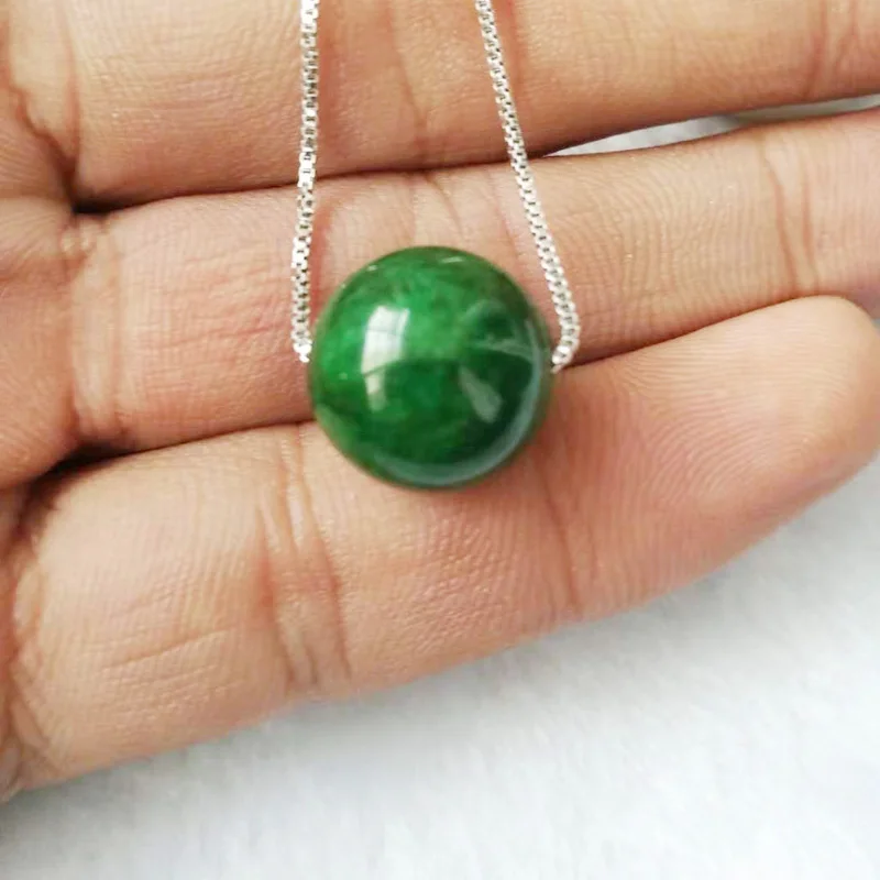 Модное ожерелье с подвеской из Зеленых нефритовых круглых бусин в