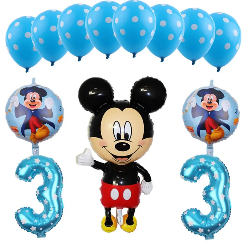 blue3 GOGO paity Микки и Минни Маус на день рождения серии Алюминий мяч От 1 до 3 лет ребенок день рождения макет украшения шар - Цвет: blue3