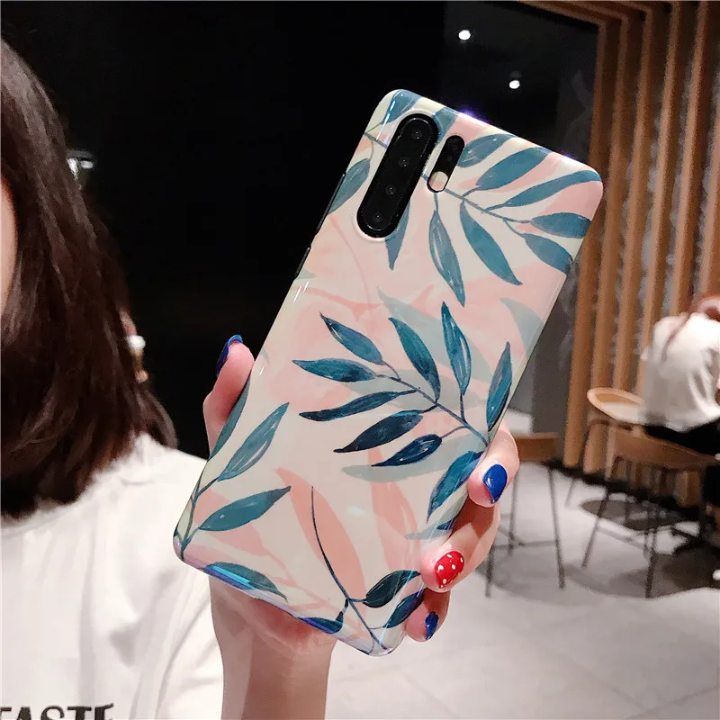 Роскошный чехол для телефона Honor20i P20 Pro с зелеными розовыми листьями Стильный