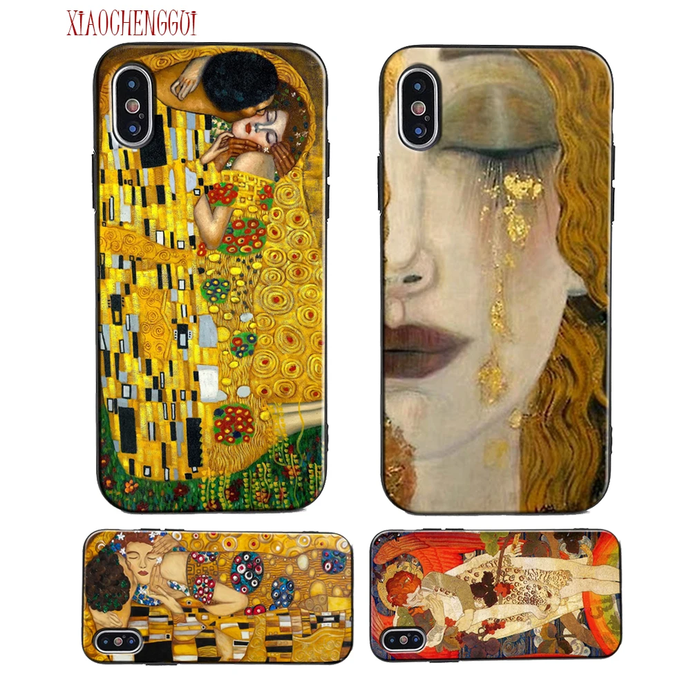 

Gustav Klimt The Kiss art painting Soft silicone Case For iPhone 13 6 6S 7 8 Plus 5S SE2 x xs xr 11 12 mini pro max Case cover