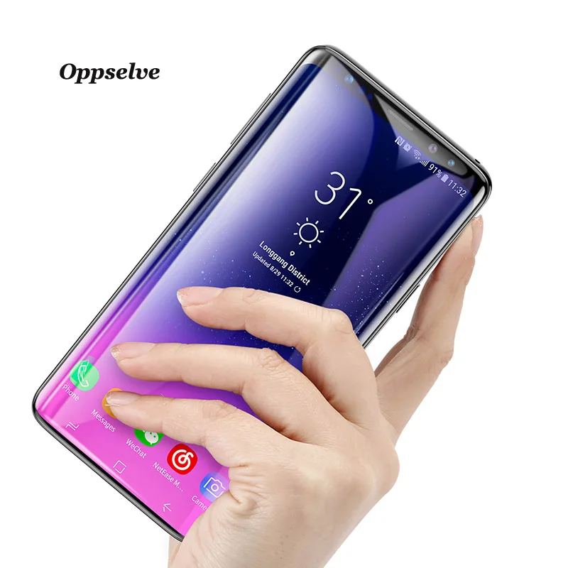 Oppselve 0,3 мм защита экрана закаленное стекло для samsung Galaxy S9 S9 Plus 3D изогнутое полное покрытие защитное закаленное стекло