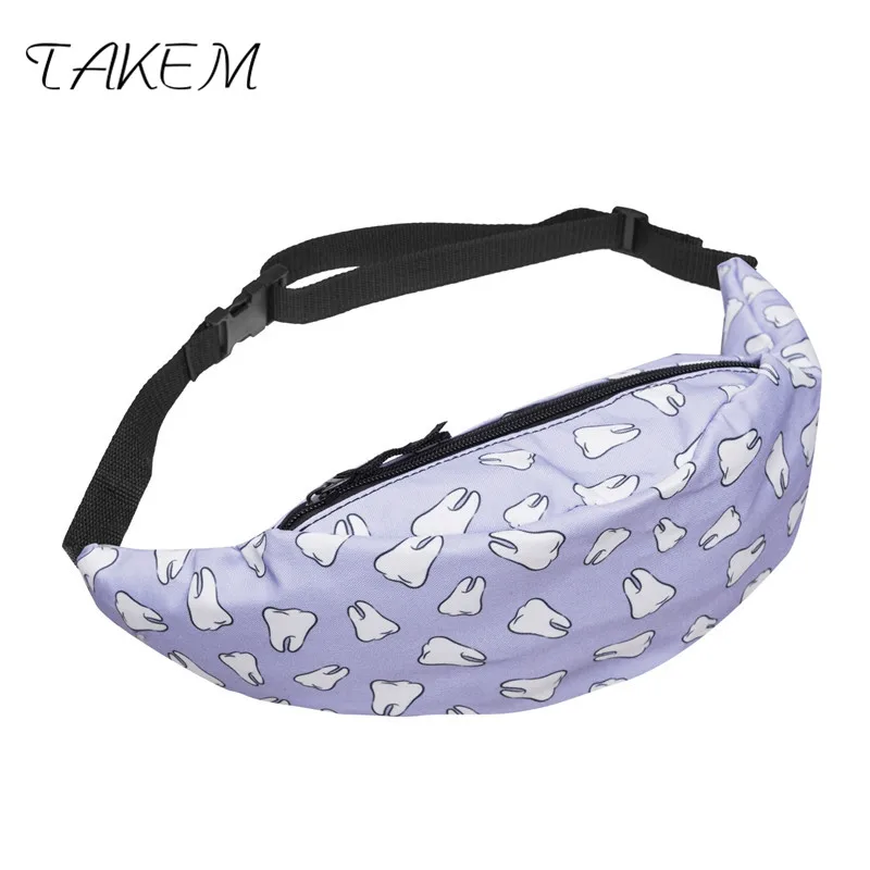 TAKEM 2018 модная задняя полная бандана Черная 3d печать поясная сумка Женская Пояс