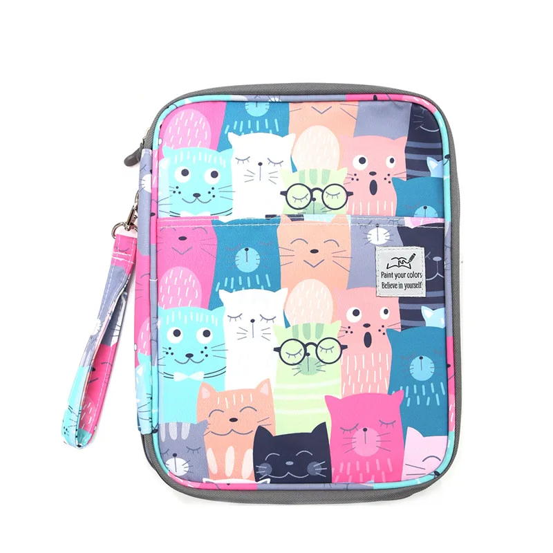 colorful cat 192 Слоты большой Ёмкость Карандаш сумка чехол органайзер косметичка для Цветной карандаш Акварельная ручка маркеры гелевые ручки отличные подарки - Цвет: colorful cat
