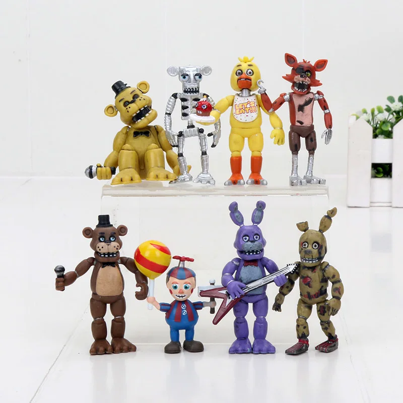 8 шт./компл. аниме «Five Nights At Freddy's», «пять ночей цифры пакет " с изображениями персонажей игры «пять ночей с Фредди», Чика, Fazbear рисунком кролика, лисы и других животных, с рисунком персонажей из игры «пять ночей в Фредди» модели игрушки подарок