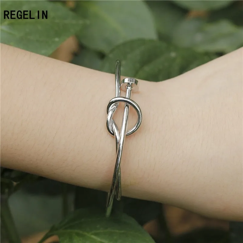 REGELIN новые браслеты Masculina Pulseira Feminina модные 3 цвета скрученный узел ногтей браслет стек манжеты ювелирные изделия для женщин