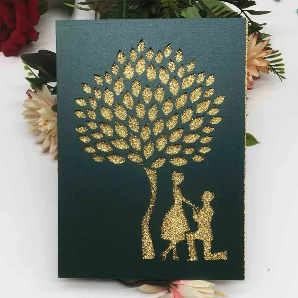 

50pcs / Lot Tree Under The Loves Card Supplies For Wedding Engagement Marriage Valentine's Day And Party Events Invitation