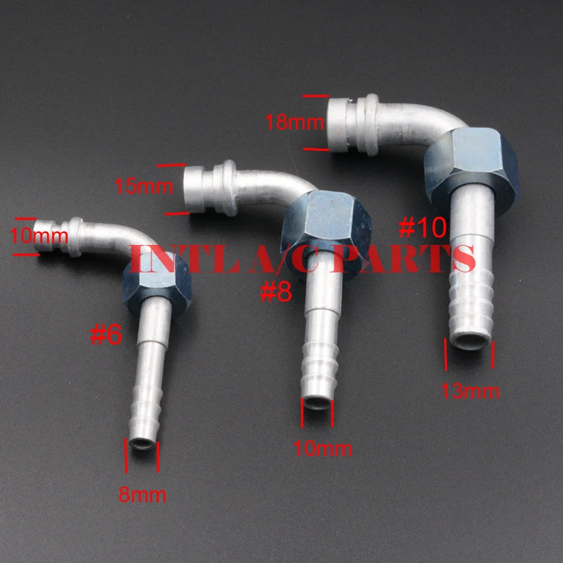 Уплотнительное кольцо с бородкой 90 градусов #6 #8 #10 R134a Женский фитинг для