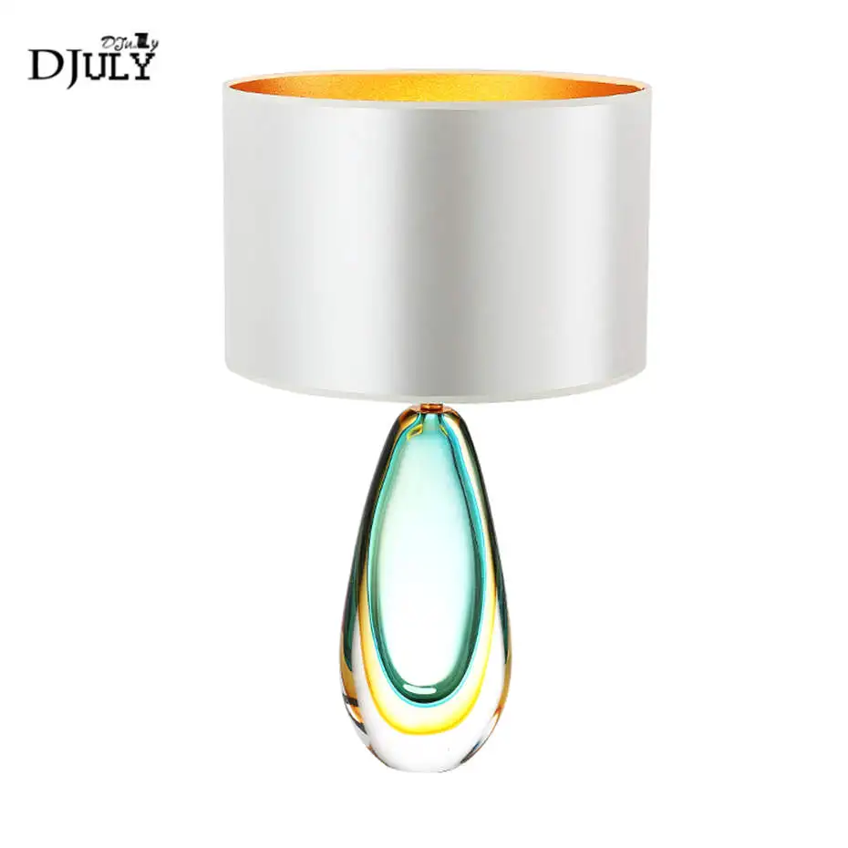 Настольная лампа в стиле пост модерн из цветного стекла и ткани светодиодный