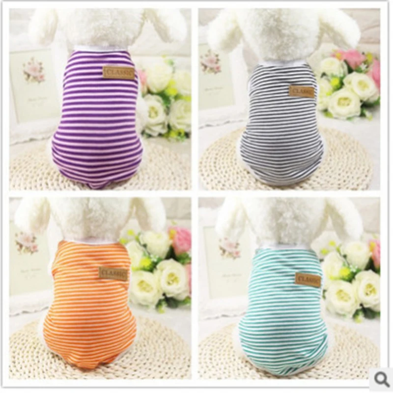 Летняя одежда для собак хлопковая футболка в полоску жилет щенков наряд рубашка