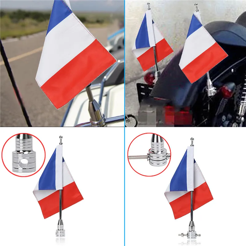 Хромированный задний боковой багажный флаг Франции страны баннеры для Harley Touring