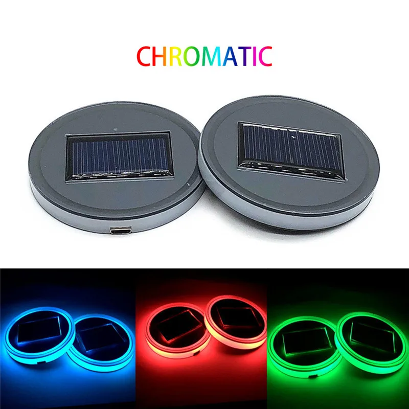 Multicolor Светодиодный светящийся подстаканник Солнечная Вода Coaster бирдекели USB Красочный интерьер Атмосфера свет анти-скольжения коврик - Цвет: Multicolor