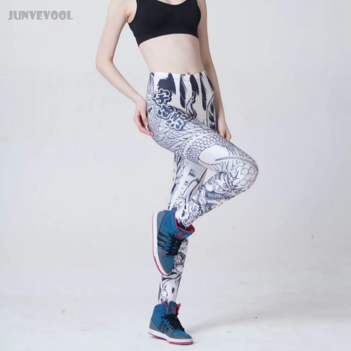 Обтягивающие штаны для женщин с рисунком тату белые брюки сексуальные