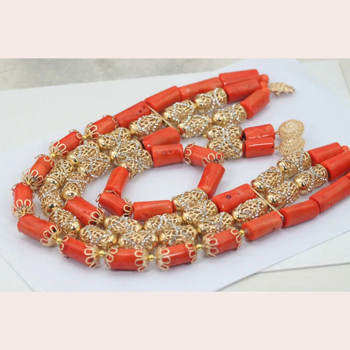 2017 набор классических ювелирных изделий из оранжевых коралловых бусин