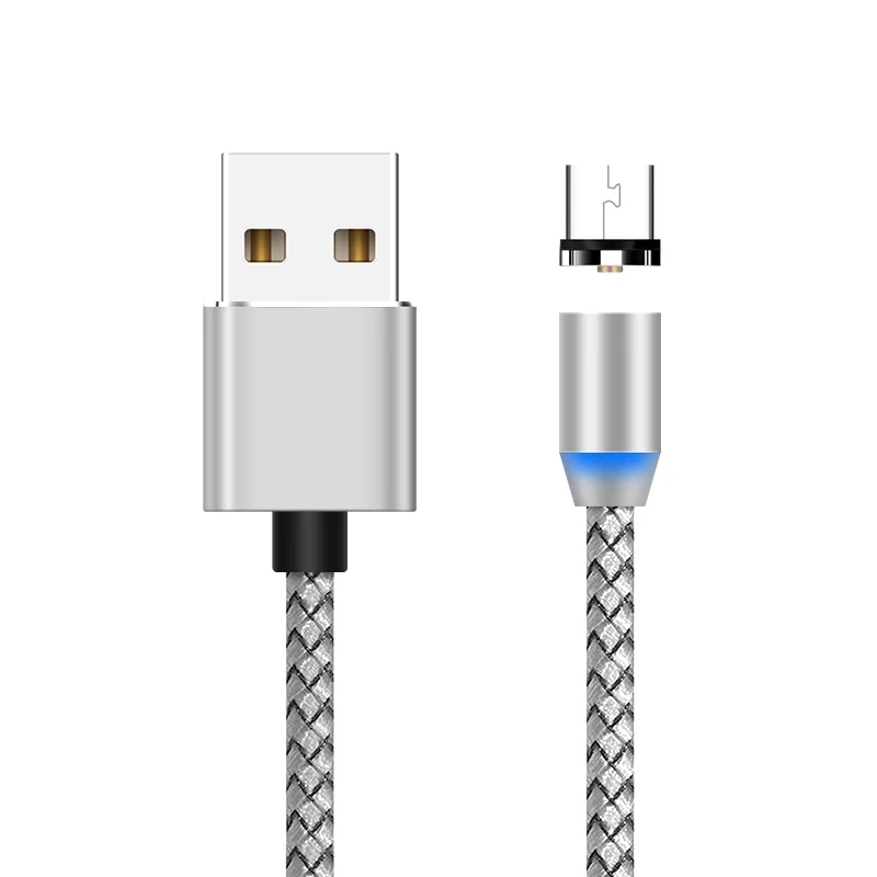 For micro Gray KingFriend Magnetic USB Cable Fast Charging USB Type C Cable Magnet Charger Data Charge Micro Cable Mobile Phone Cable USB Cord - Цвет: For micro Gray