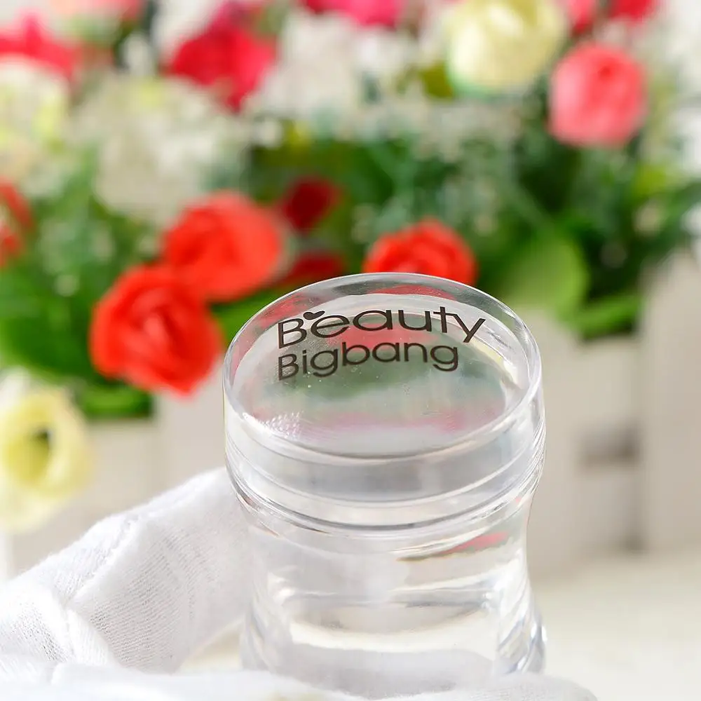 BeautyBigBang 1 шт. пластик 4 см Силиконовая головка штамповка прозрачный желе цветок ручка дизайн ногтей штамп