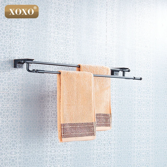 Двойная вешалка для полотенец античный держатель с черной отделкой строительный