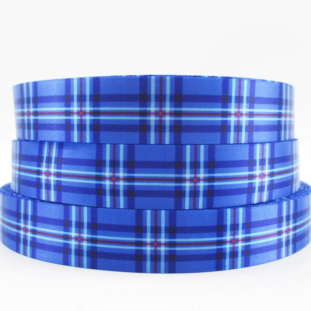 Высококачественная Полиэстеровая лента с принтом в клетку 22 мм 50 ярдов материалы