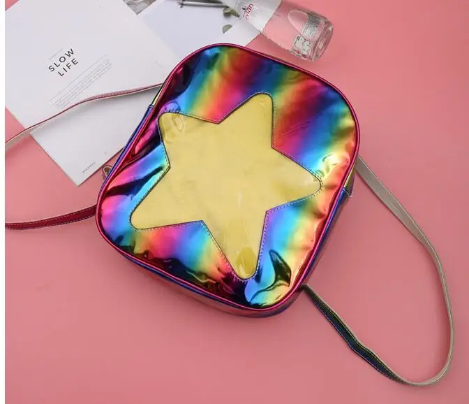 Женские рюкзаки хараджуку голограмма лазерная прозрачная звезда Kpop Ulzzang|Женские