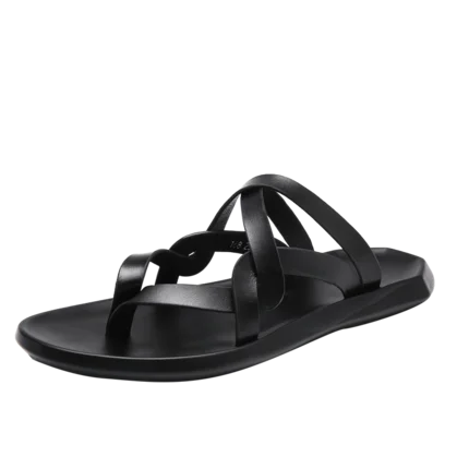 Новинка 2017 г. мужчин Натуральная кожа Флип-Флоп Сандалии Летняя повседневная