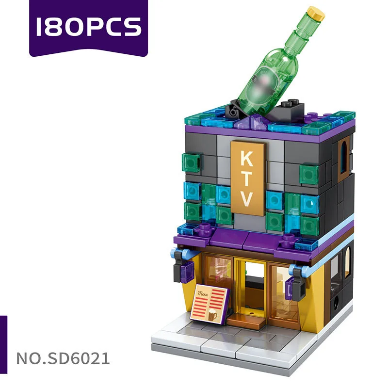SD6018 180 PCS Строительный блок DIY мини-уличный вид сборка город мини-уличный магазин игрушек розничный магазин KFCE McDonald для детей обучающая игрушка - Цвет: SD6018 180 PCS