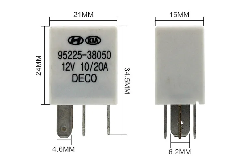 2 шт. автомобиля фиолетовое реле для KIA 12 В 10A 20A 35A 50A 4Pin 5pin DECO реле питания в сборе - Габаритные размеры: 12v 10 20A 5P White