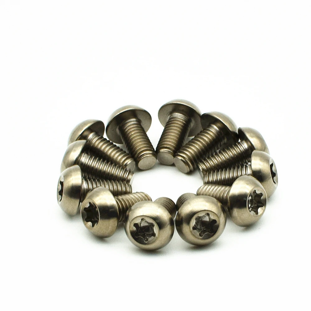 

12 pcs M5x10mm Ti Bolt Disc Brake Titanium Bolts Black Gr5 5 Color T25 Torx Blue Truss Headed Titanium Screw Ti Fastener