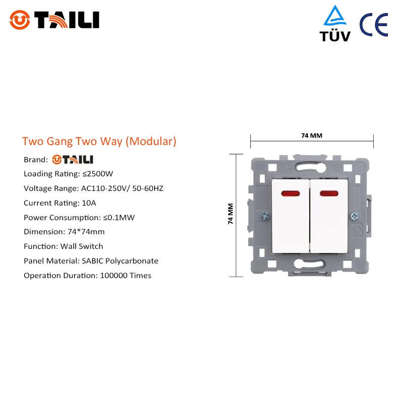 TAILI стандарт ЕС самодельный двухканальный Настенный механизм высветильник еля