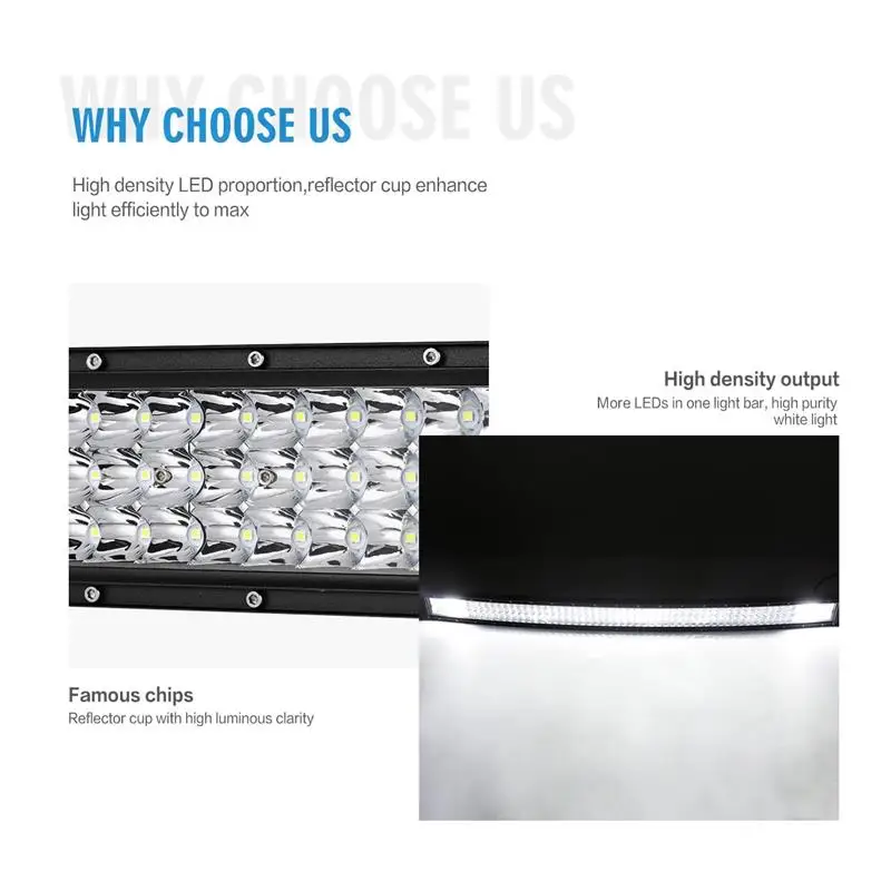 AUXMART 3 ряд 4" светодиодный бар 22" 3" 50" изогнутый внедорожный светодиодный рабочий светильник для грузового пикапа 4X4 Camber тонкий светодиодный светильник 12 В 24 В