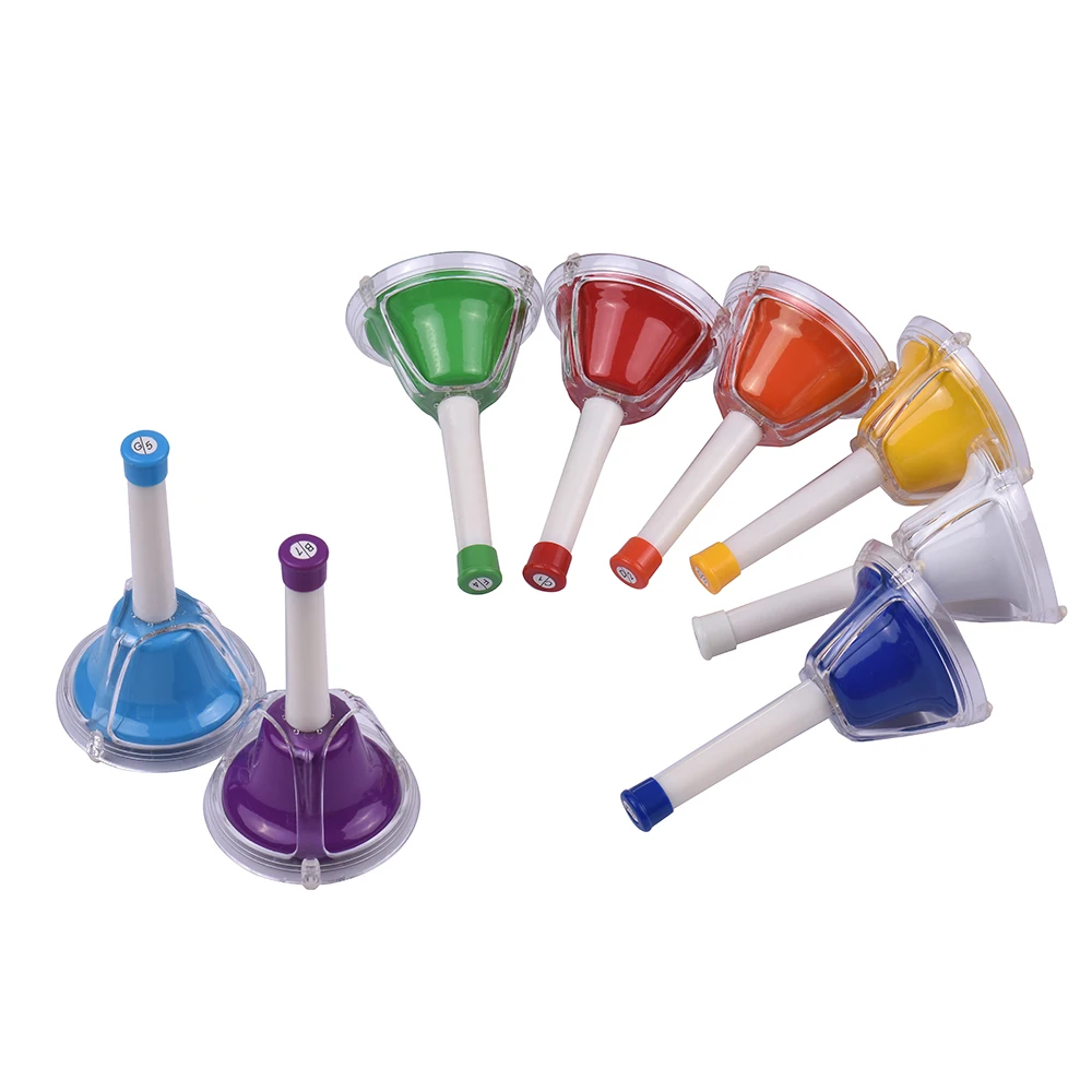 

8 Note Diatonic Metal Bell Colorful Handbell Hand Percussion Bells Kit Musical Toy for Kids Children for Musical Learning