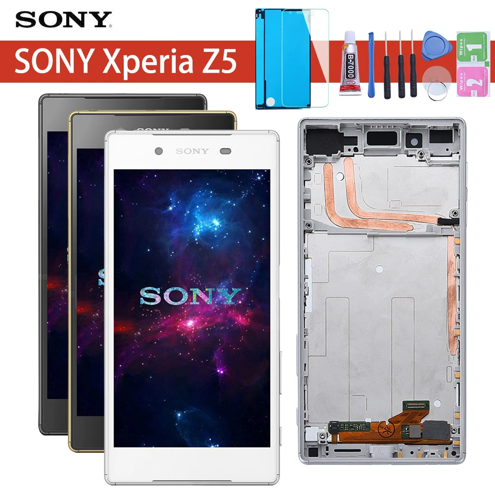 Для Sony Xperia Z5 E6633 E6683 ЖК дисплей сенсорный экран дигитайзер в сборе с рамкой двойная