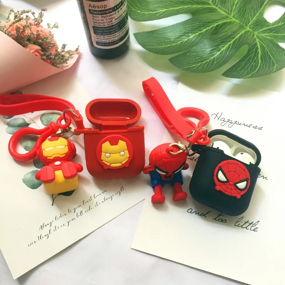 Силиконовый чехол для наушников Marvel с изображением Железного человека для Apple AirPods, ультратонкий милый чехол из ТПУ для зарядного устройства Airpods