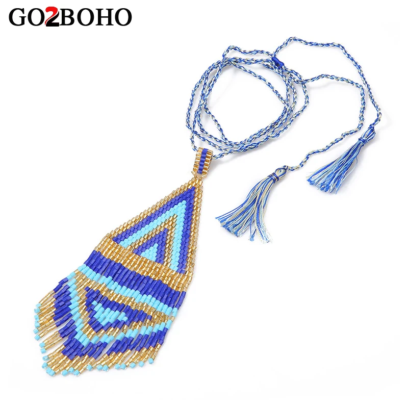 Go2boho MIYUKI ожерелье женское Delicas бисер ткацкий станок подвески из ткани ожерелье s длинные ювелирные изделия Бисероплетение колье ручной работы кисточкой лучший подарок