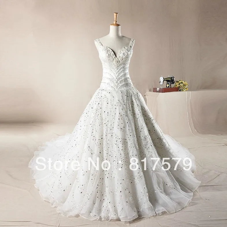 2014 New Trend Custom Design Real Sample Long Train Full Beading Luxury Wedding Dress | Свадьбы и торжества