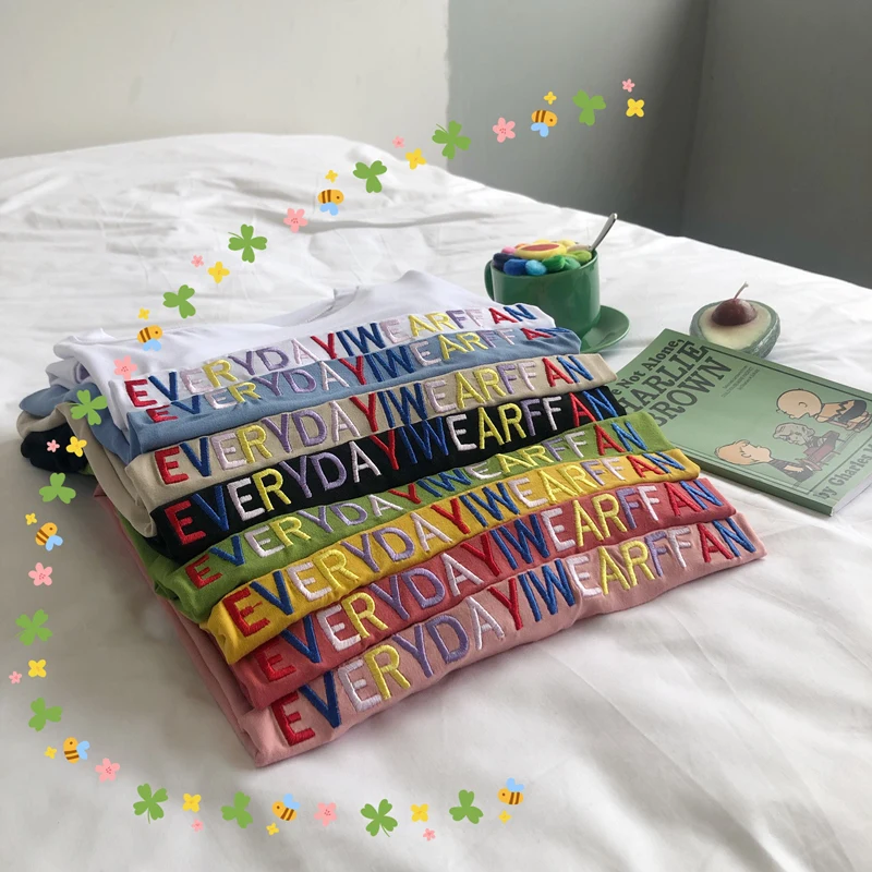 Everydayiwearffun/женская футболка с вышитыми буквами Повседневная забавная для леди