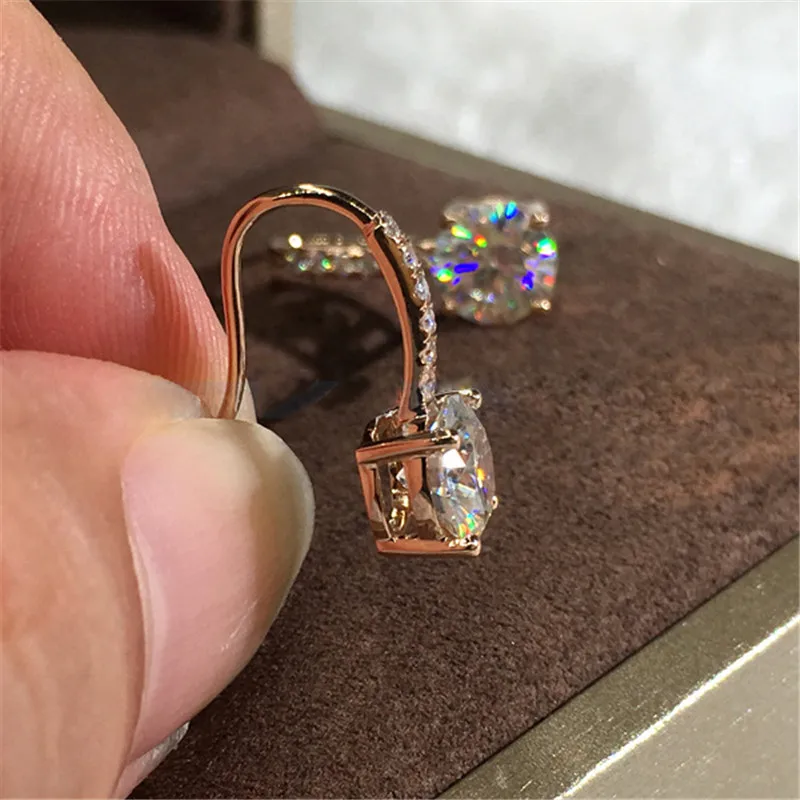 2019 Романтический падение Earrring 1ct AAAAA cz реального 925 серебро массивные вечерние