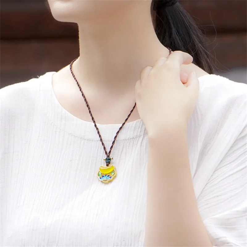 new arrival women necklace yellow lotus pendant bohemia jewelry accessories wholesale retail sweater choker necklaces BX070 | Украшения и